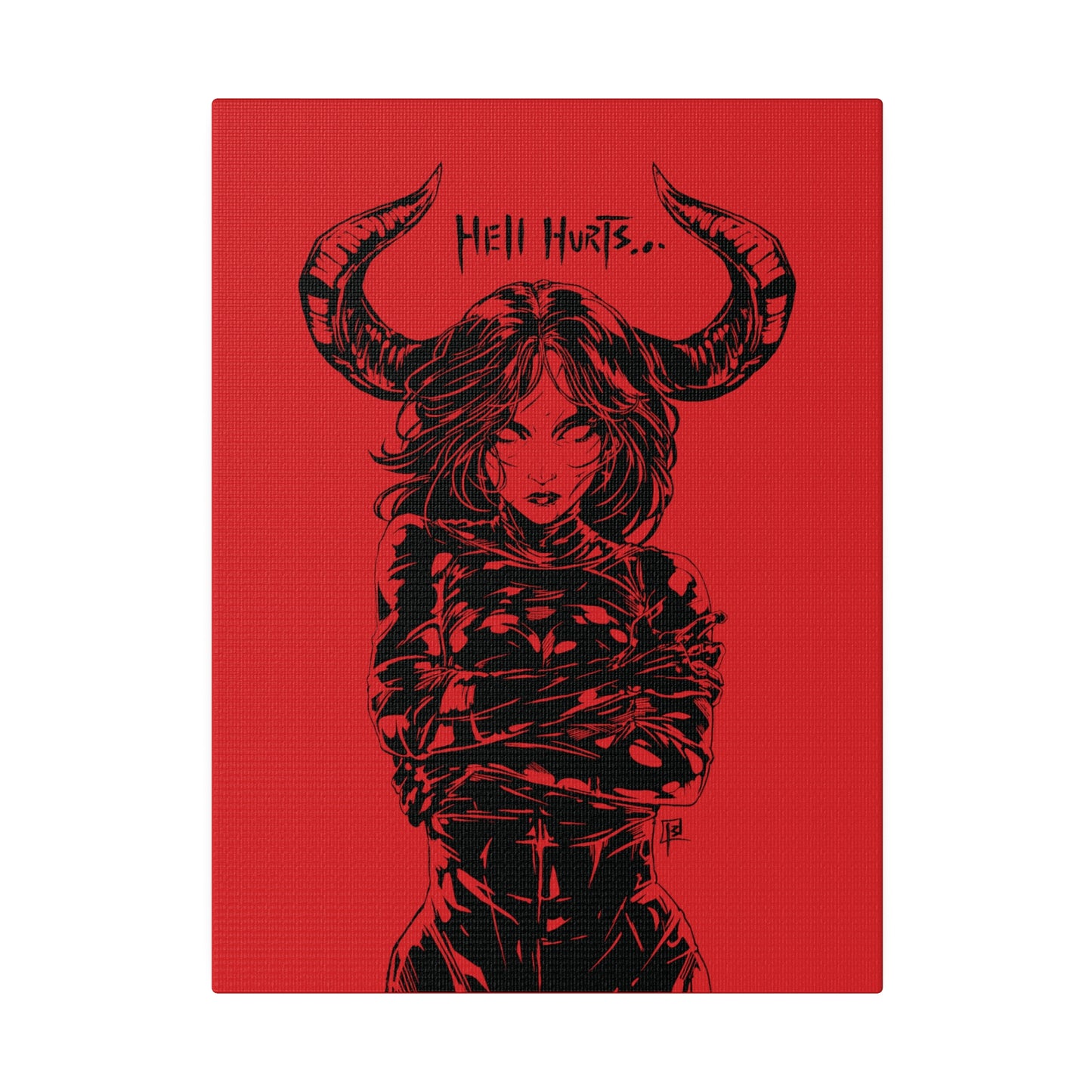 Hell Hurts OD Red - Matte Canvas, Stretched, 0.75"