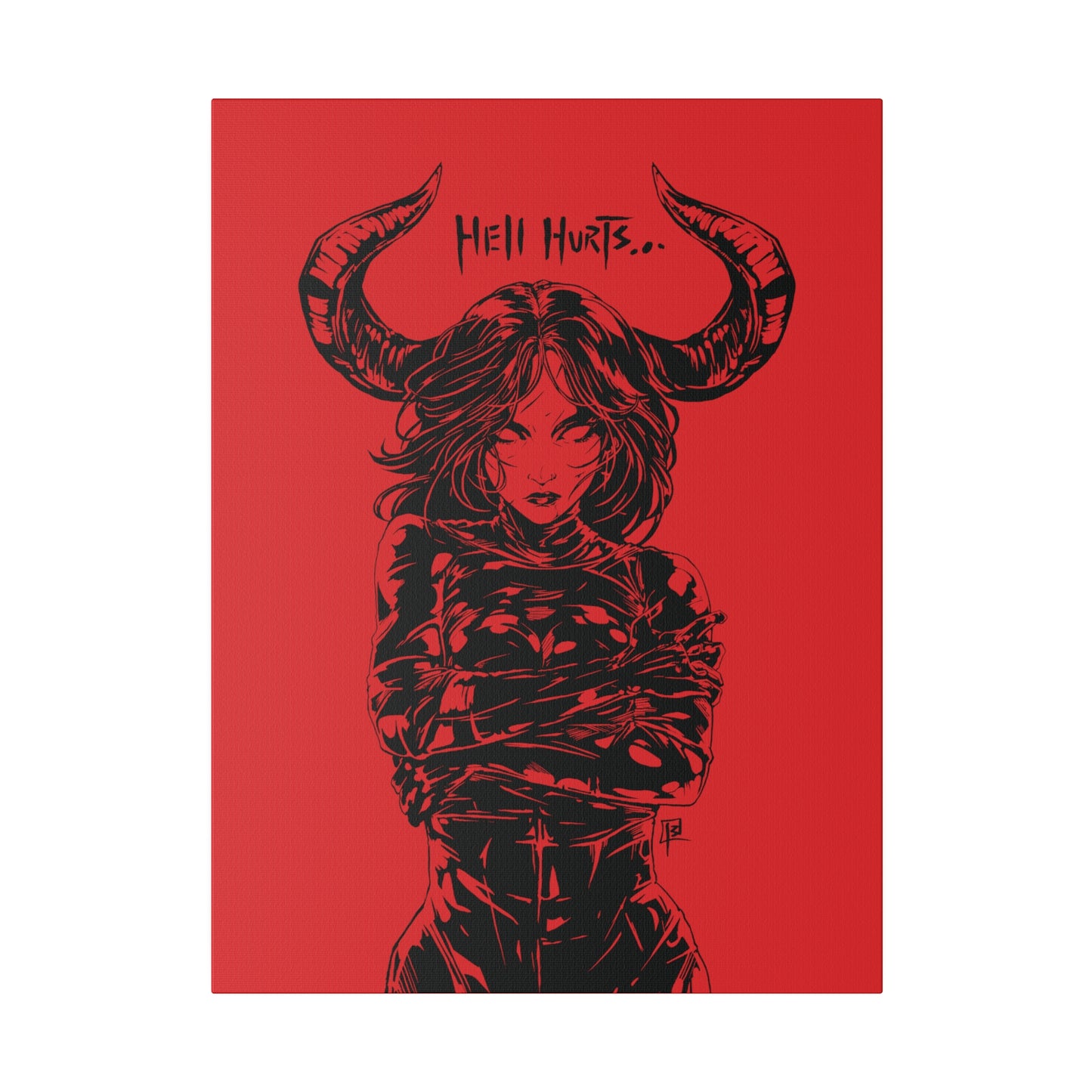 Hell Hurts OD Red - Matte Canvas, Stretched, 0.75"